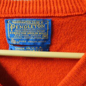 Pendleton Red Wool V neck sweater, Mens medium vintage